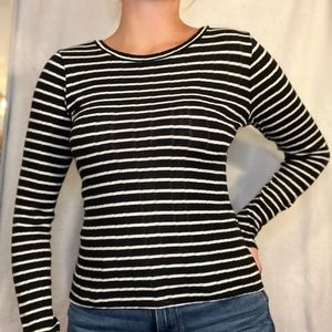 Black with white striped sweater, size M
